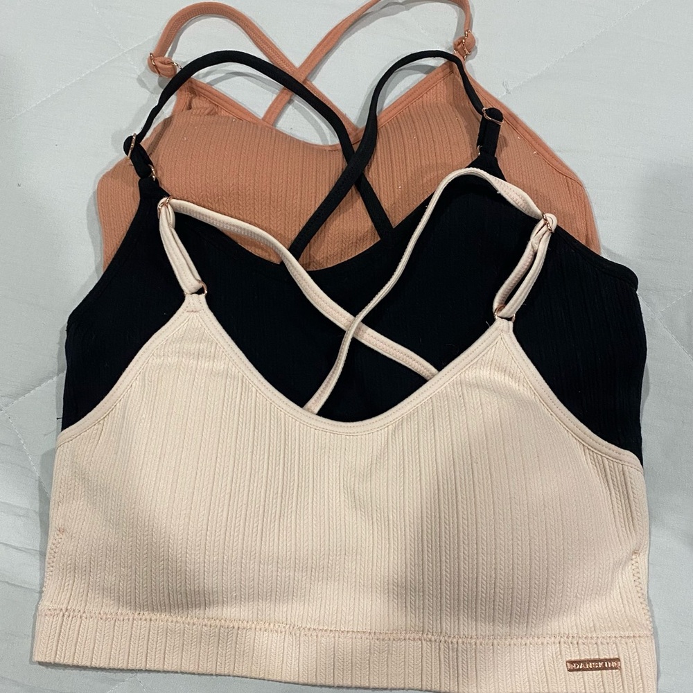 3 padded bras with adjustable straps